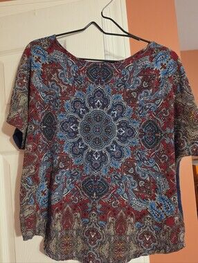 New Direction Paisley Print Top L